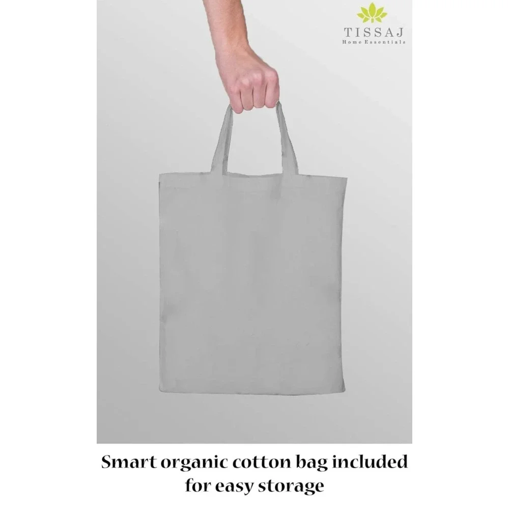 Tissaj Organic Cotton Sheets Twin Size, Smoke Gray Set Of 3